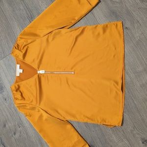 LAST CHANCE Michael by Michael Kors gold half zip blouse
